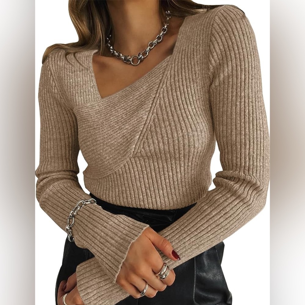 NWT BTFBM Casual Long Sleeve Sweaters Slim Fit Comfy Solid Color